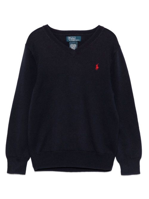 Polo Pony-embroidered cotton jumper - Blue