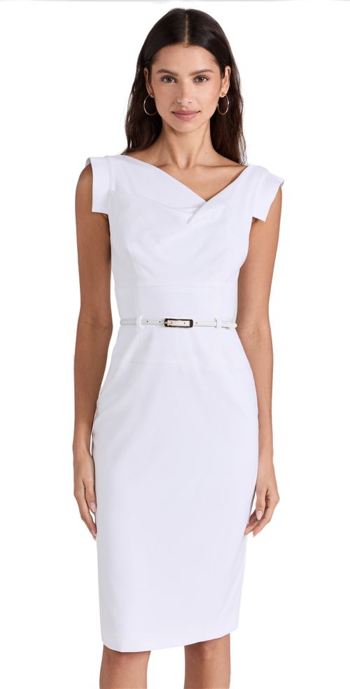 Jackie O Belted Dress White