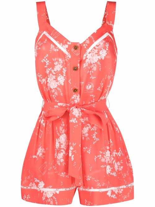 Georgette crepe jumpsuit - Red