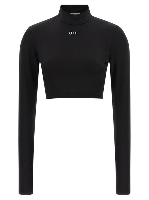Logo-Print Stretch Jersey Crop Top — Black