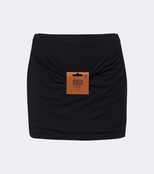 Leather-trimmed jersey miniskirt