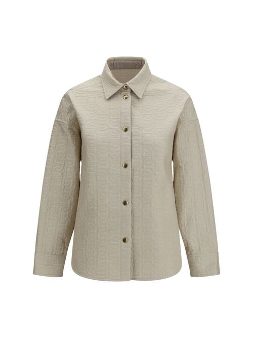 Quilted Chain Motif Padded Jacket — Brown
