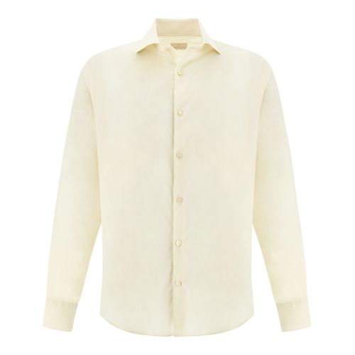 Garment‑dyed cotton voile shirt, Man, Beige