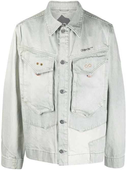 Panelled denim jacket - PATINA GREEN