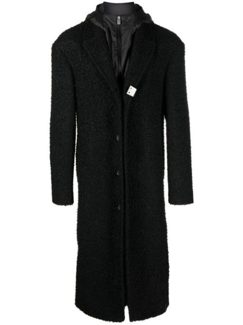 Bouclé layered single-breasted coat