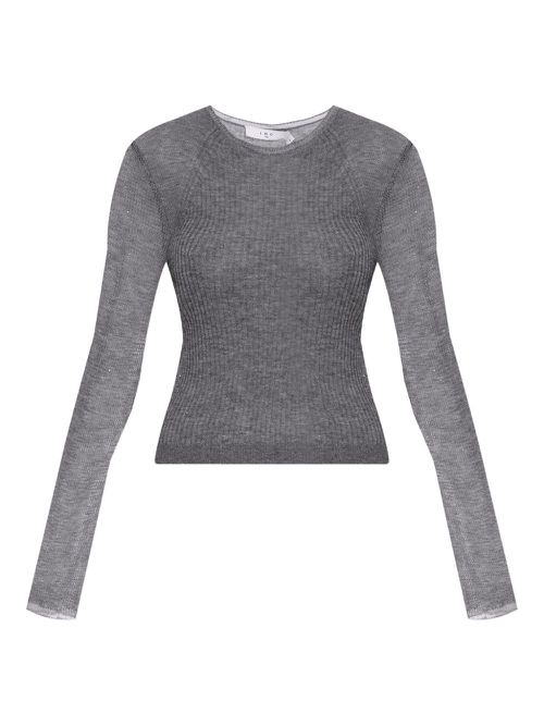 Kerria lurex ribbed top - Grey
