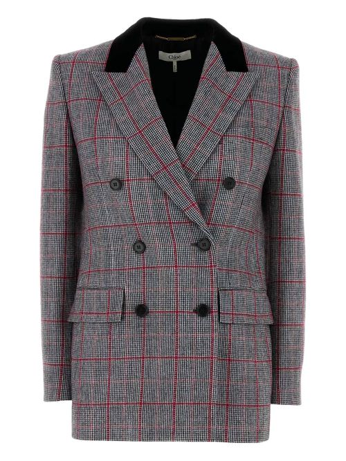 Check-pattern wool blazer - Black