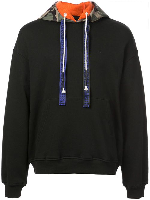 Camouflage detail hoodie - Black