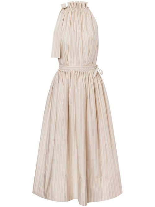 Striped midi dress - White