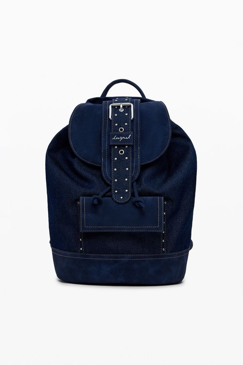Medium convertible denim bucket backpack