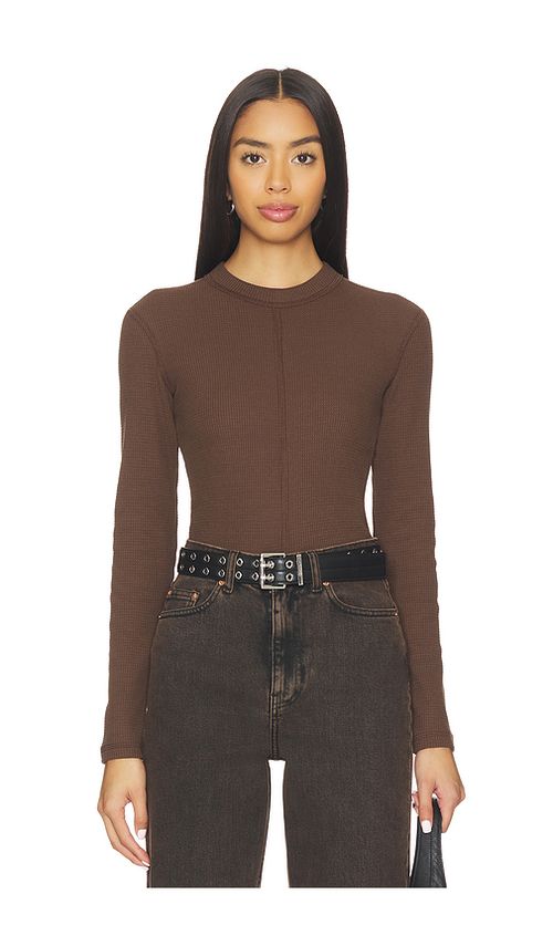 Dr. Denim Stella Waffle Top in Chocolate. - XS also in L, M