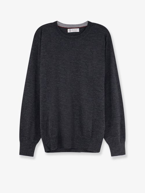 Cashmere-Silk Crew Neck Sweater — Gray