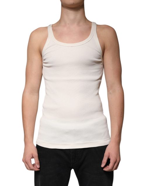 Cotton Ribbed Tank Top — White