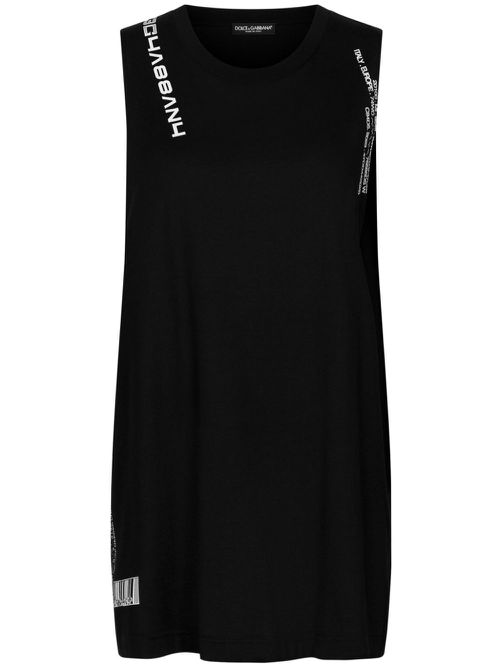 Logo-print cotton dress - Black