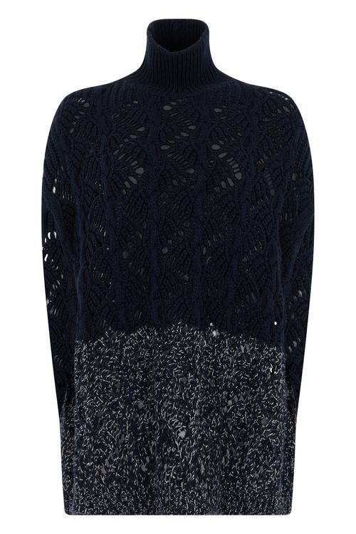 High-Collar Wool & Silk Cashmere Sweater