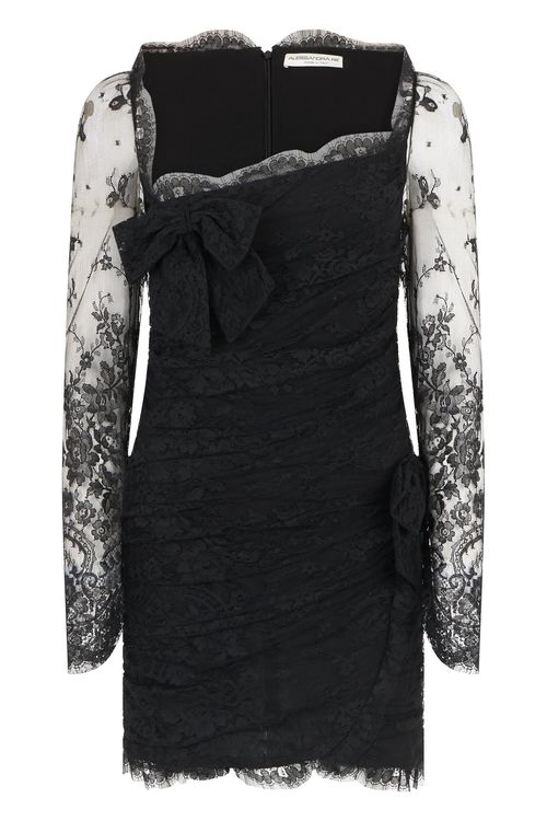 Elegant Mini Lace Dress with Sheer Sleeves