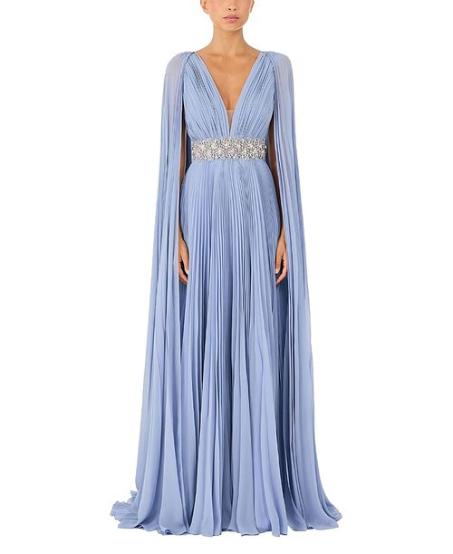 Fesco Embellished-Waist Pleated Maxi Dress