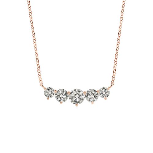 Angara 0.5 Carat Graduated Five Stone Round Diamond Necklace in 18K Rose Gold
