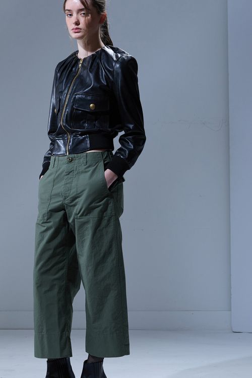 R13 Pleated Neck Leather Jacket - Black