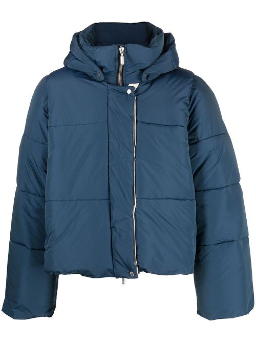 Logo-print puffer jacket - Blue