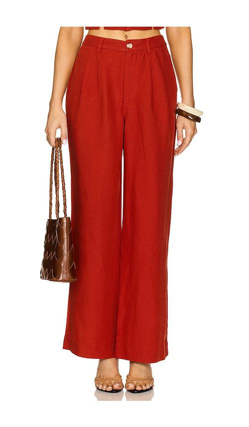 Onia HOSE MIT FALTEN AIR LINEN in Red. Größe 6. Also in 12