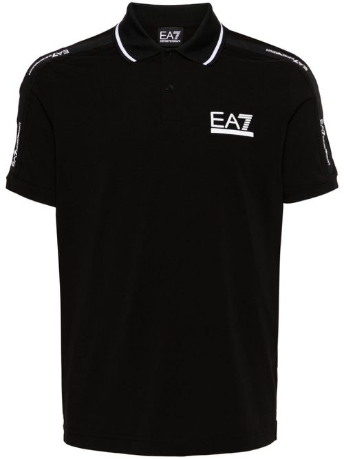 Logo-print cotton-blend polo shirt - Black