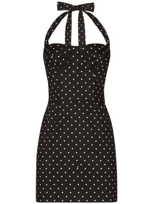 Polka-dot corset minidress - Black