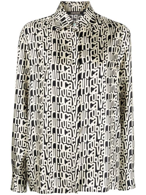 Logo-print silk shirt - Black