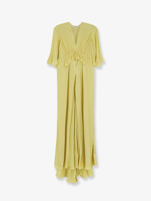 Ruffle-Trimmed Viscose Dress — Yellow