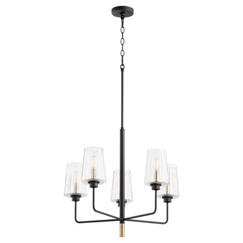 Dalia 5-Light Chandelier in Textured Black w with Aged Bra