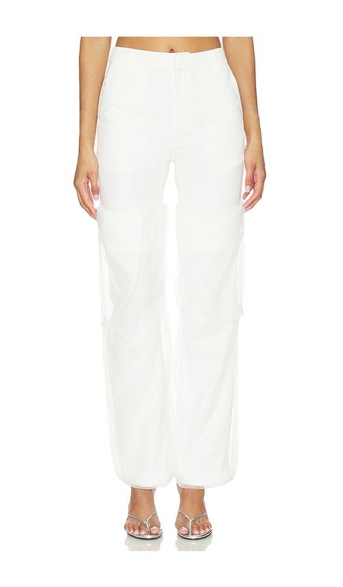 MARRKNULL Mesh Panel Long Pant in White. S. Also in XS