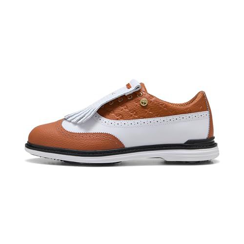 PUMA Golf X Arnold Palmer Royale Wingtip Shoes White/Leather Brown Black