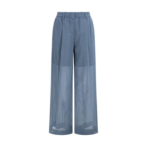 Cotton Organza Trousers — Blue