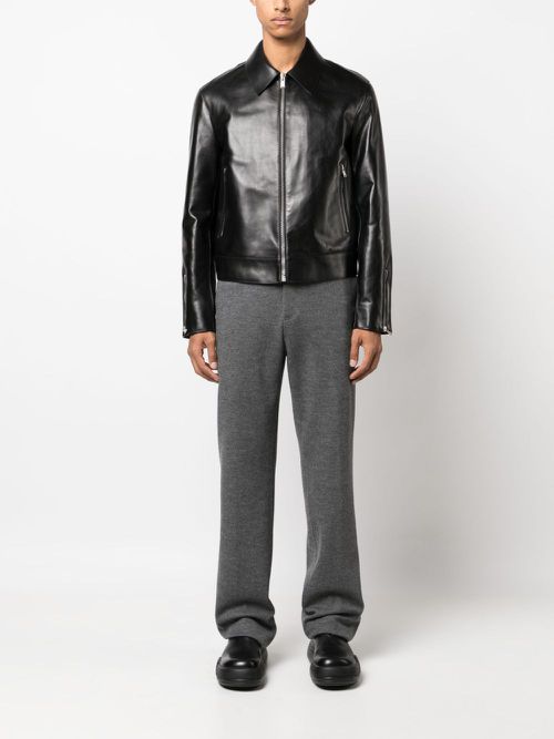 Zip-up leather jacket - Black