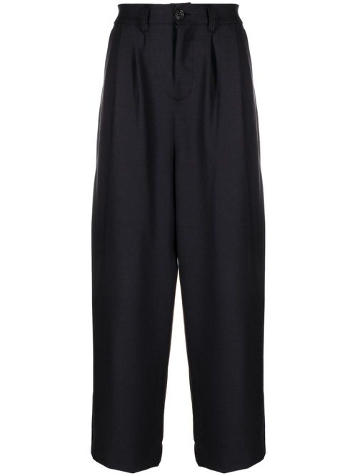 Straight-leg wool-blend trousers - Blue