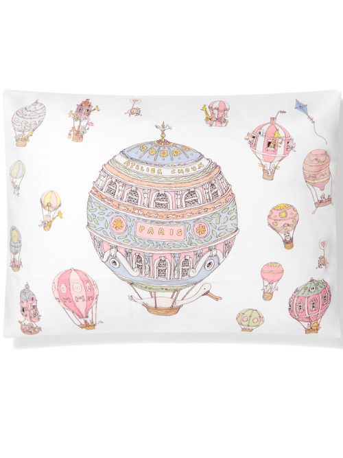 Ballon-print satin cushion - White