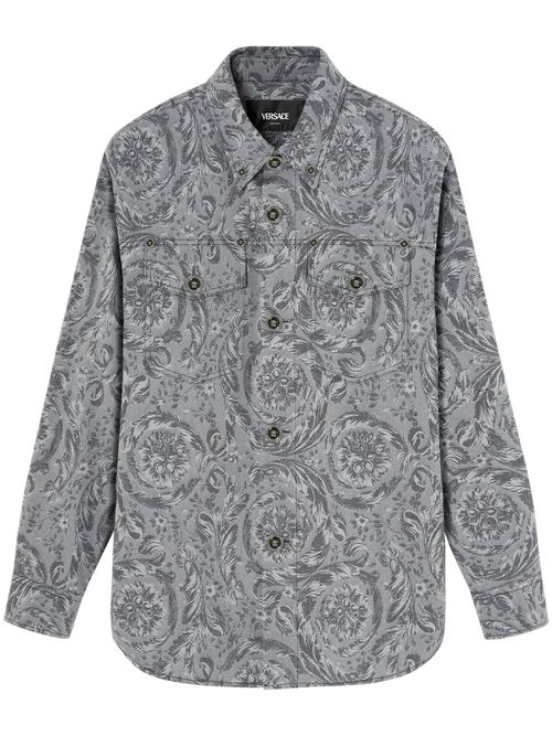Floral-print cotton shirt - Grey