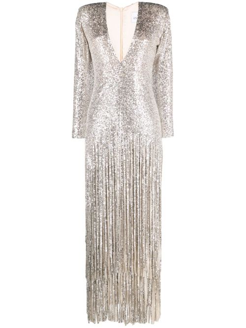 Sequinned fringed gown - Silver