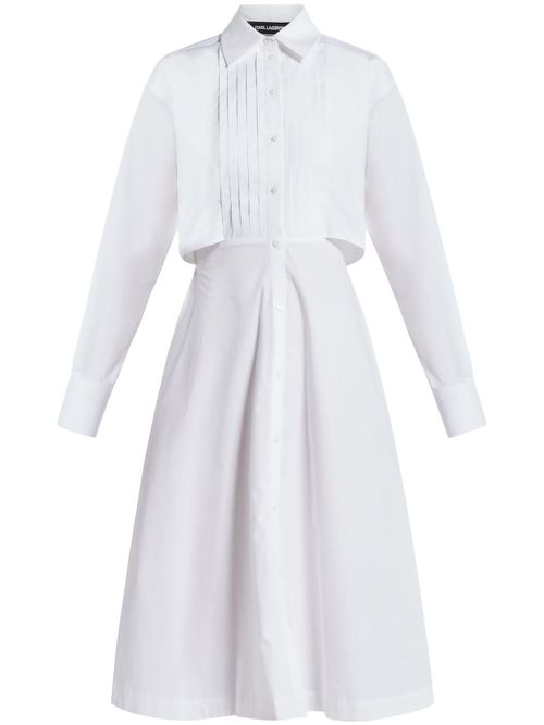 Bib-detail shirt dress - White