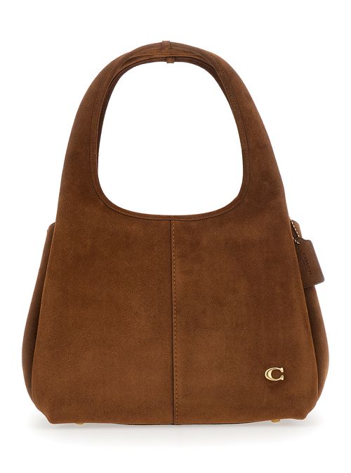 Shoulder Bag Suede Lana With Details And Logo Brown Woman - Women
