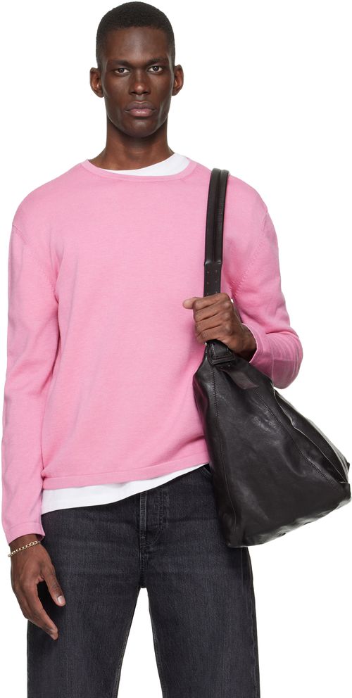 Pink Long Sleeve Crewneck T-shirt