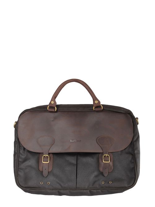 Waxed Cotton And Leather Briefcase 