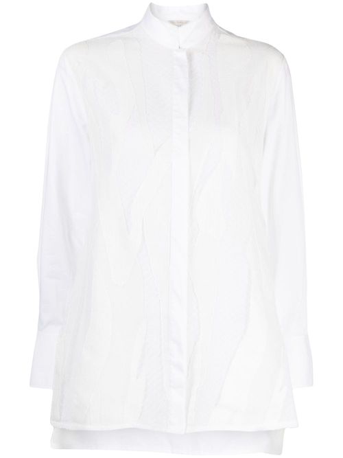 Lace-detailing long-sleeve shirt - White