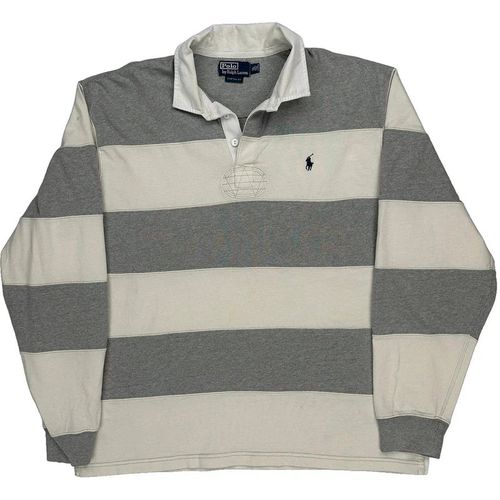 Polo By Ralph Lauren Striped Rugby Shirt - XL Grey Cotton