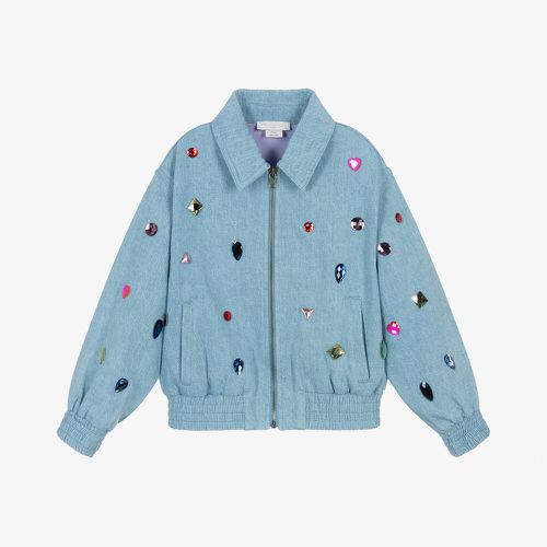 Girls Blue Denim Jewel Jacket