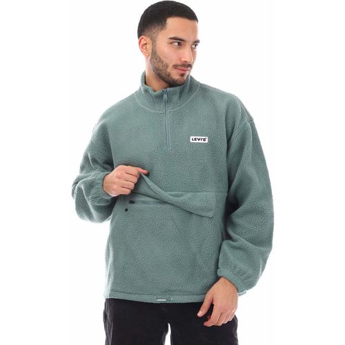Levi's Mens Levis 1/4 Zip Mockneck Sherpa Fleece in Green - Mediu