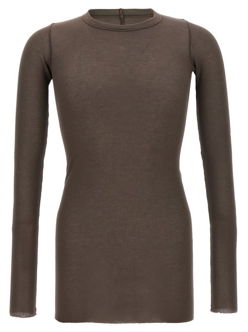 Ribbed Viscose and Silk T-shirt — Gray