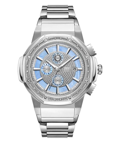 Men's Saxon Multifunction Silver Stainless Steel Watch, 48mm - Silver