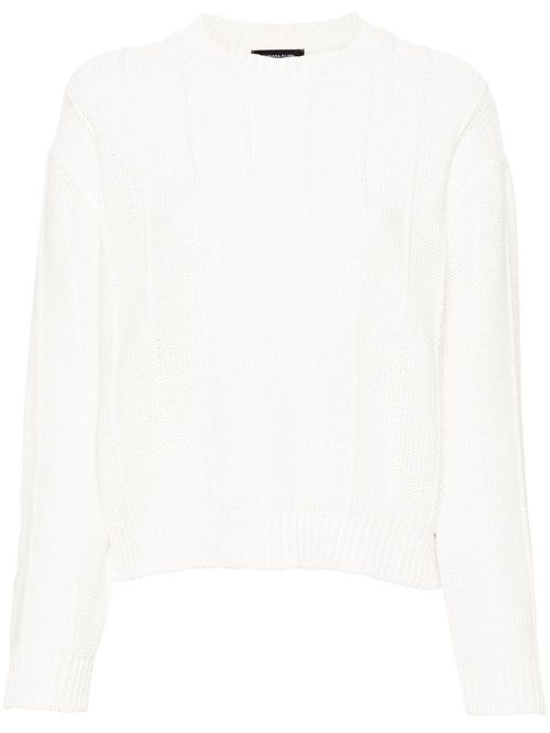 Crew-neck ribbed-knit jumper - White