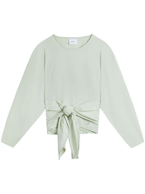 Drape tie-front cotton sweatshirt - Green